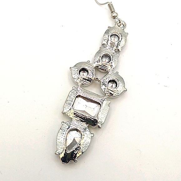 Rhinestone Dangle Drop Earrings Emerald Round Teardrop Rhinestone Earrings - Picture 4 of 7